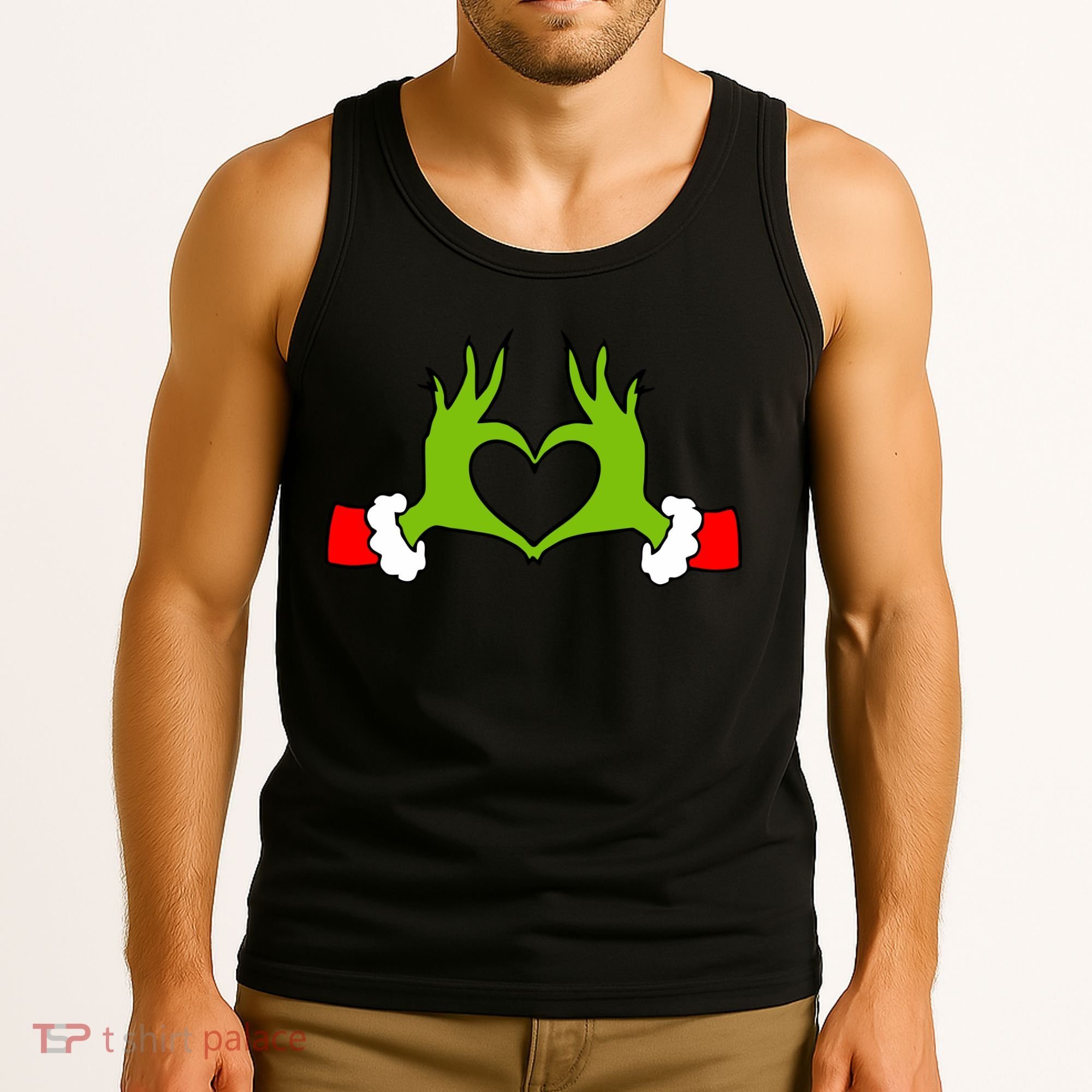 Funny Christmas Hands Making Heart Love Christmas Tank Top
