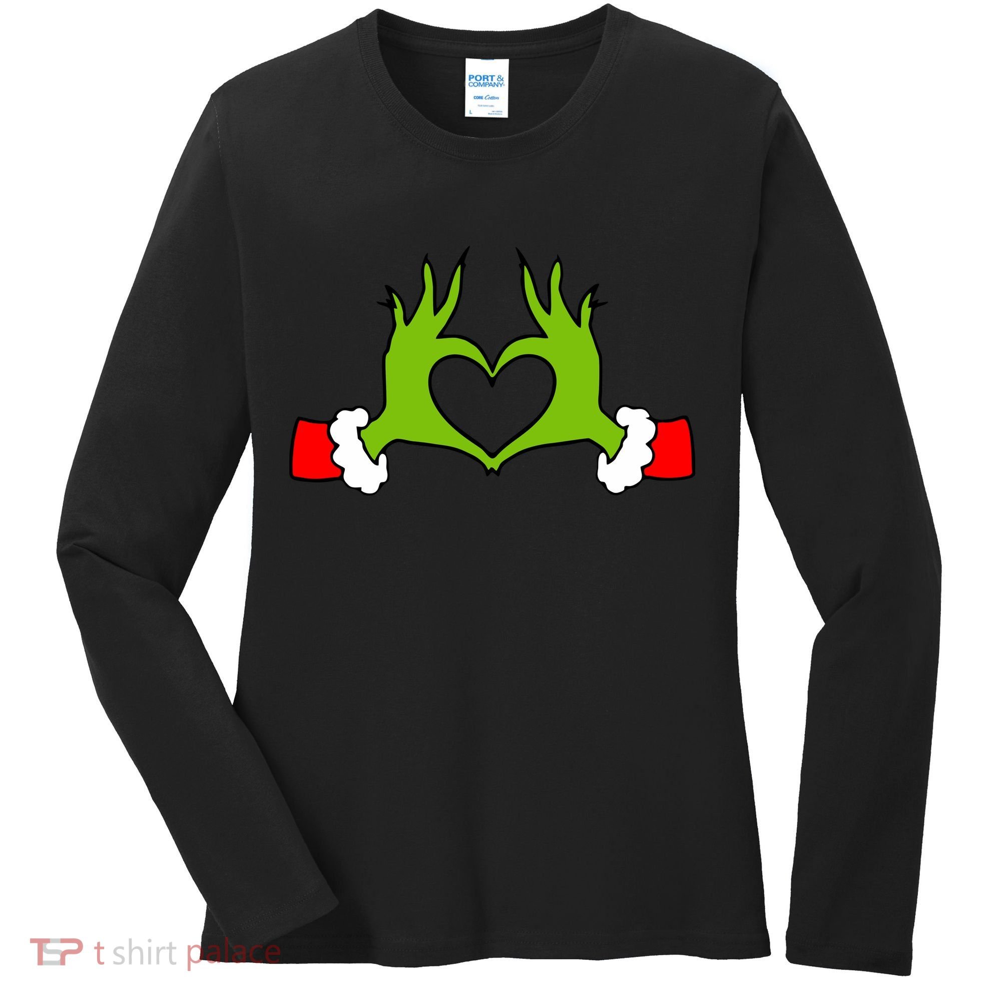 Funny Christmas Hands Making Heart Love Christmas Women's Long Sleeve Shirt