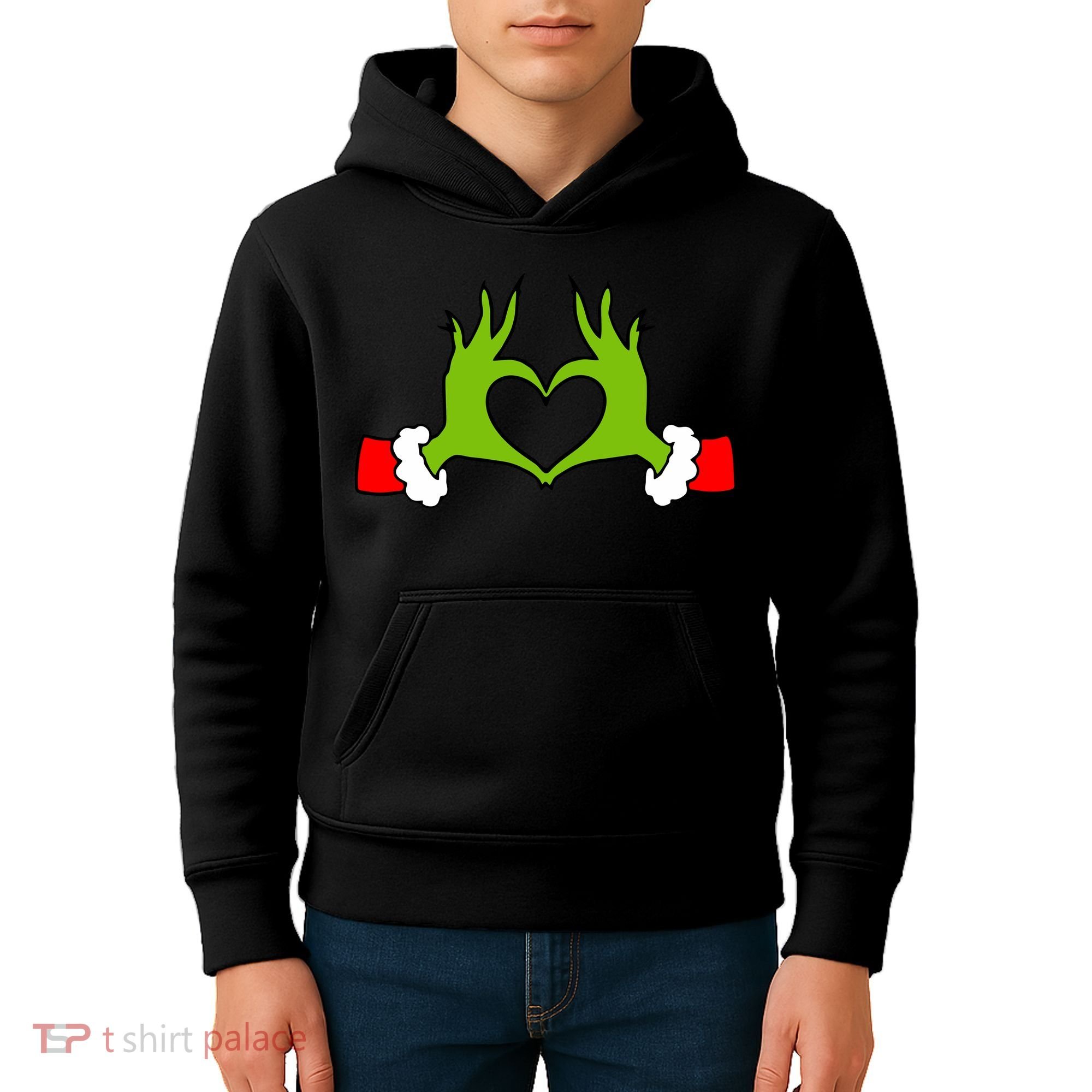 Funny Christmas Hands Making Heart Love Christmas Kids Hoodie