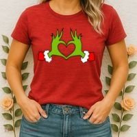 Funny Christmas Hands Making Heart Love Christmas Women's T-Shirt thumb 2