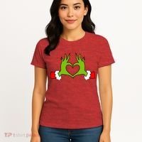 Funny Christmas Hands Making Heart Love Christmas Women's T-Shirt thumb 4