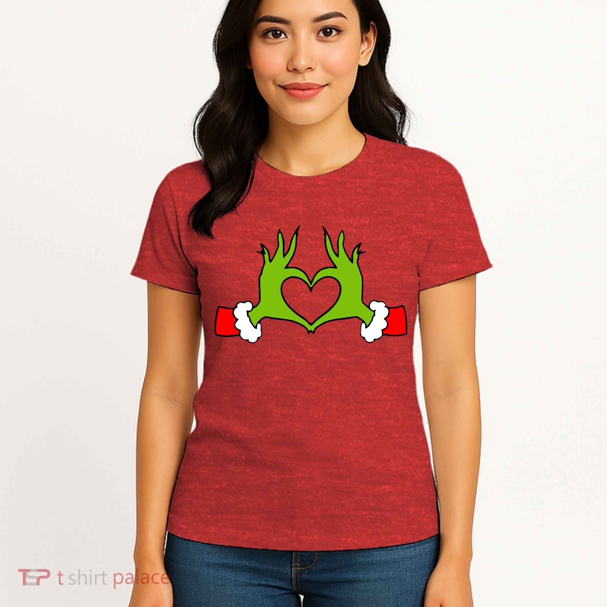 Funny Christmas Hands Making Heart Love Christmas Women's T-Shirt