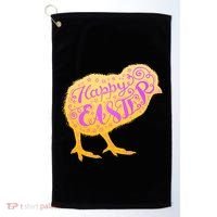 Funny Cute Happy Easter Chick Golf Towel thumb 0