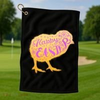 Funny Cute Happy Easter Chick Golf Towel thumb 1