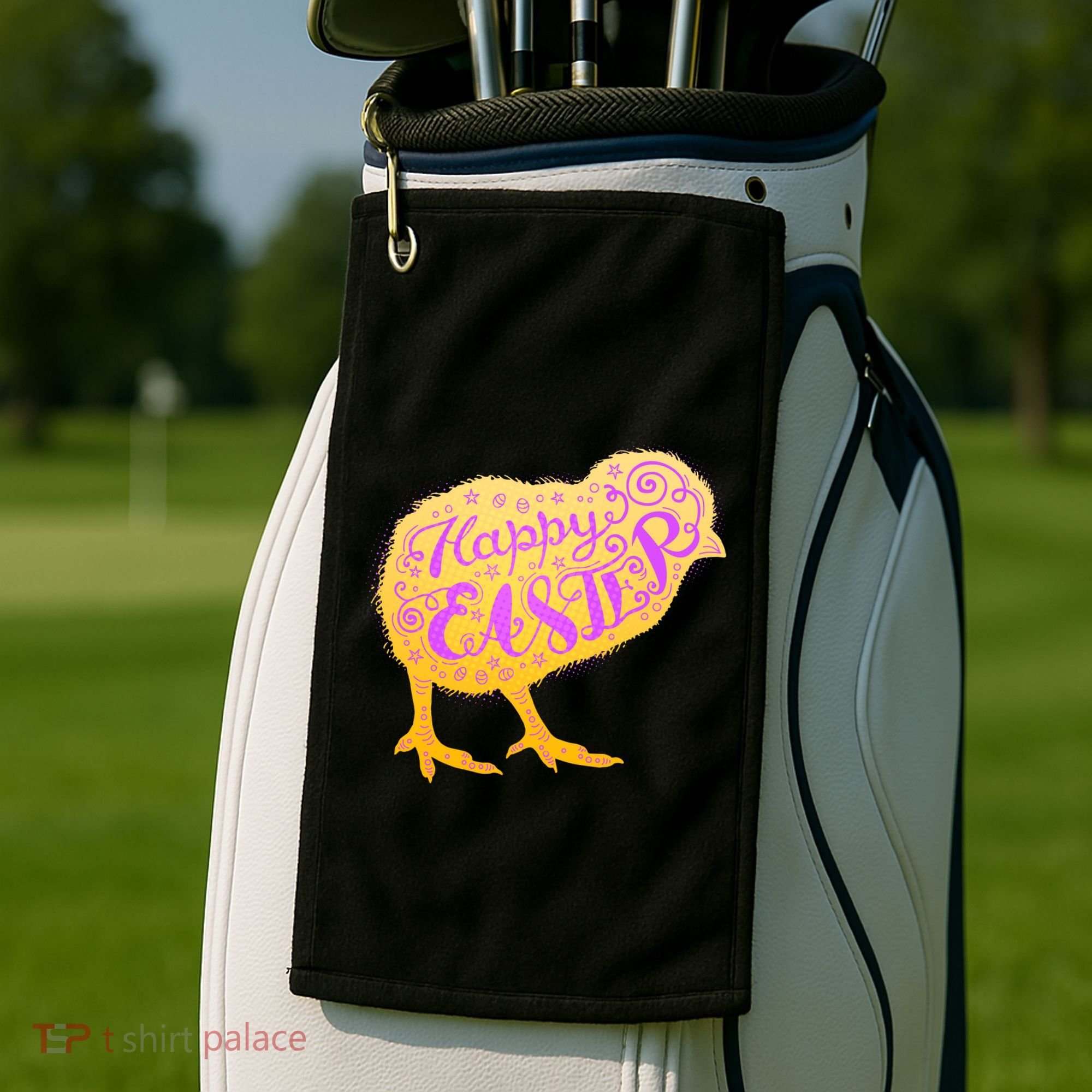 Funny Cute Happy Easter Chick Golf Towel