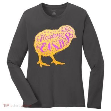 Funny Cute Happy Easter Chick Women's Long Sleeve Shirt