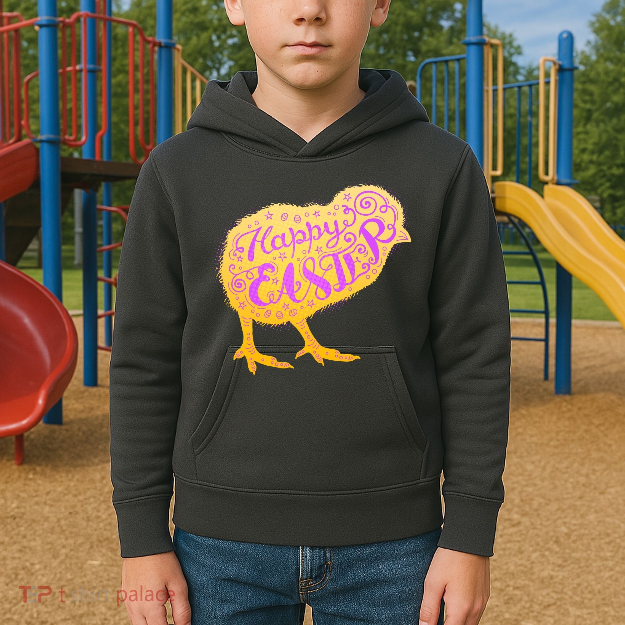 Funny Cute Happy Easter Chick Kids Hoodie
