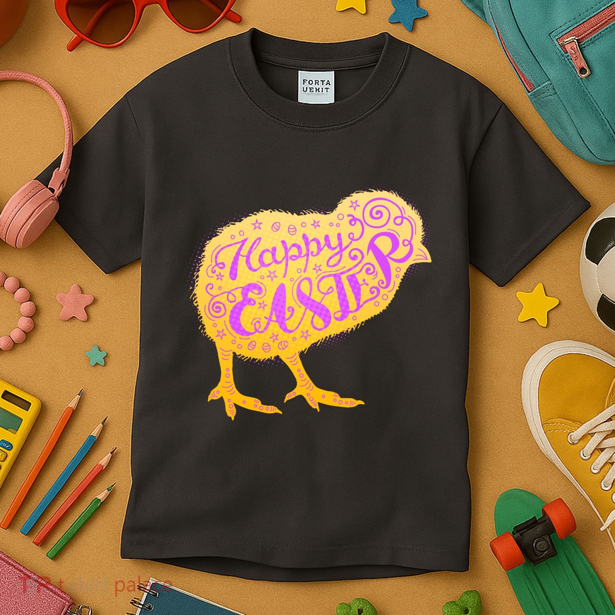 Funny Cute Happy Easter Chick Kids T-Shirt