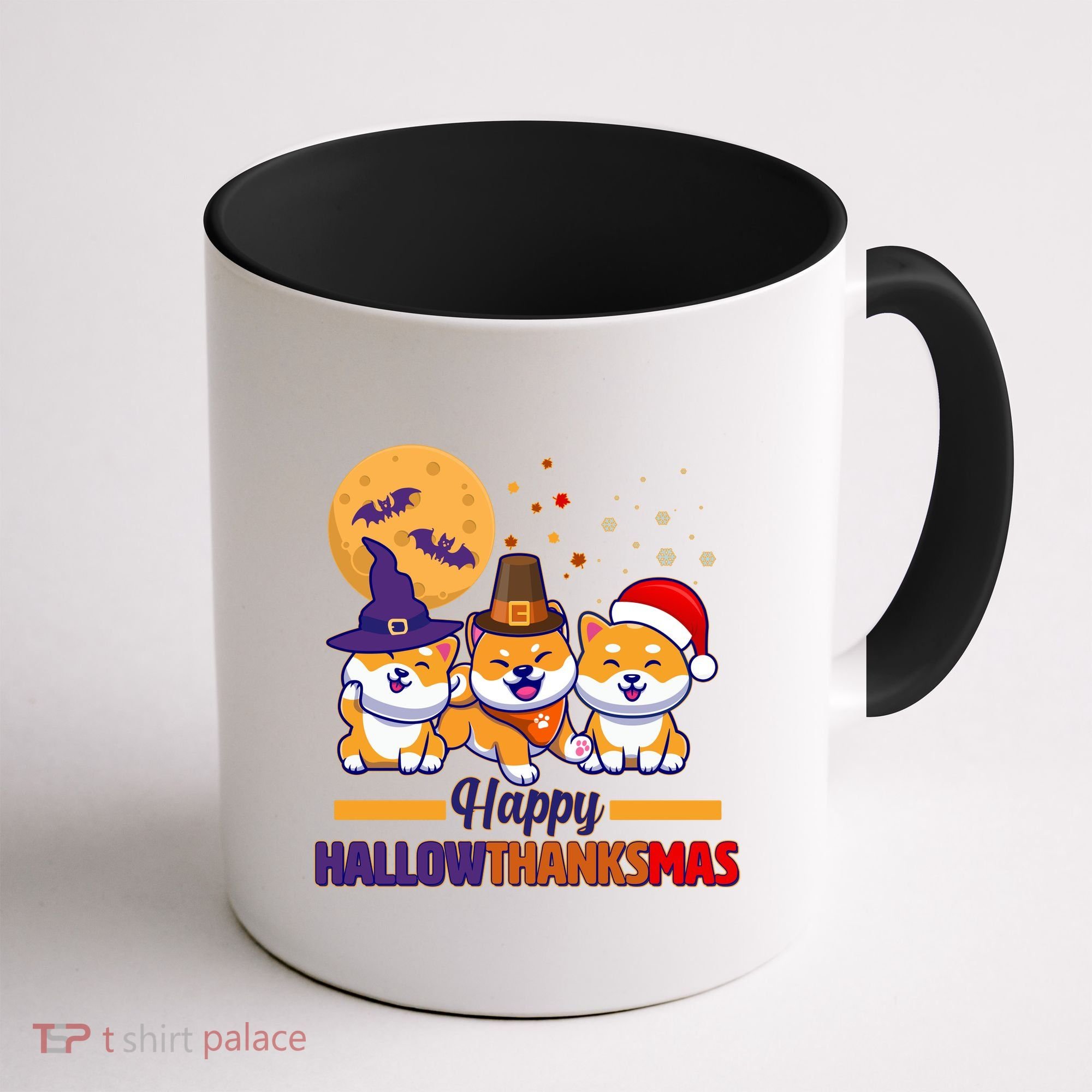 Funny Cute Happy HallowThanksMas Shiba Inu Dogs Coffee Mug