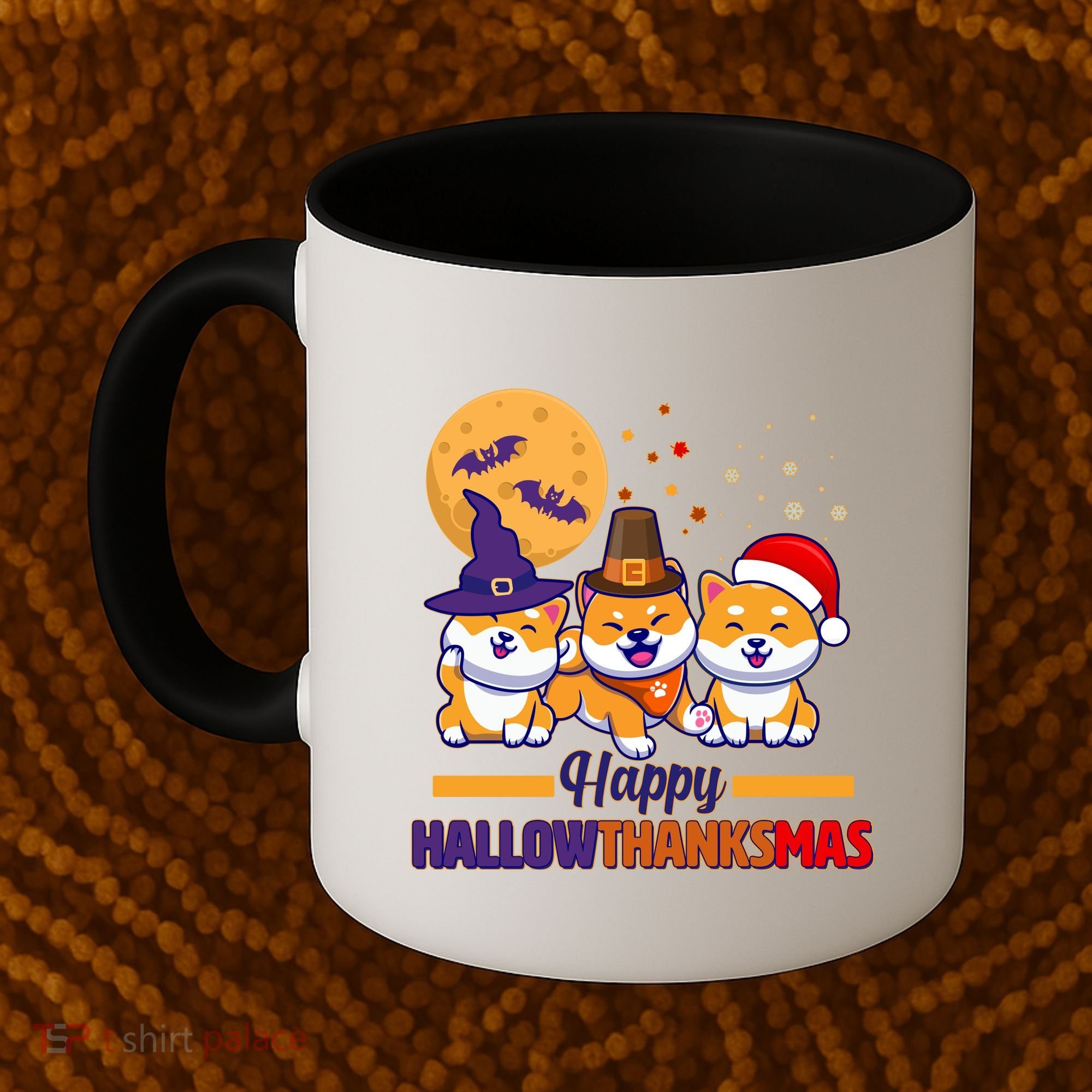 Funny Cute Happy HallowThanksMas Shiba Inu Dogs Coffee Mug