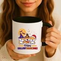 Funny Cute Happy HallowThanksMas Shiba Inu Dogs Coffee Mug thumb 3