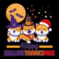 Funny Cute Happy HallowThanksMas Shiba Inu Dogs Coffee Mug thumb 5