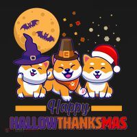 Funny Cute Happy HallowThanksMas Shiba Inu Dogs Ornament thumb 1