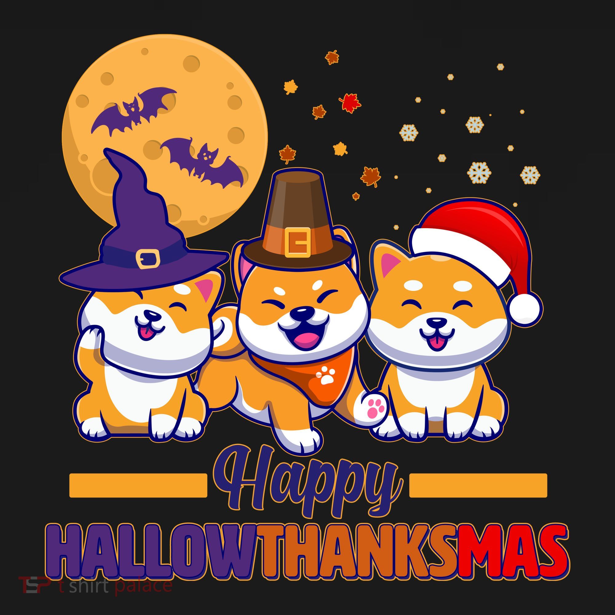 Funny Cute Happy HallowThanksMas Shiba Inu Dogs Ornament