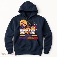 Funny Cute Happy HallowThanksMas Shiba Inu Dogs Hoodie thumb 0