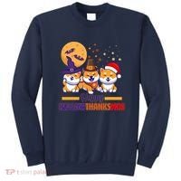 Funny Cute Happy HallowThanksMas Shiba Inu Dogs Sweatshirt thumb 0