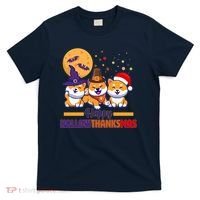 Funny Cute Happy HallowThanksMas Shiba Inu Dogs T-Shirt thumb 0