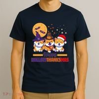 Funny Cute Happy HallowThanksMas Shiba Inu Dogs T-Shirt thumb 3