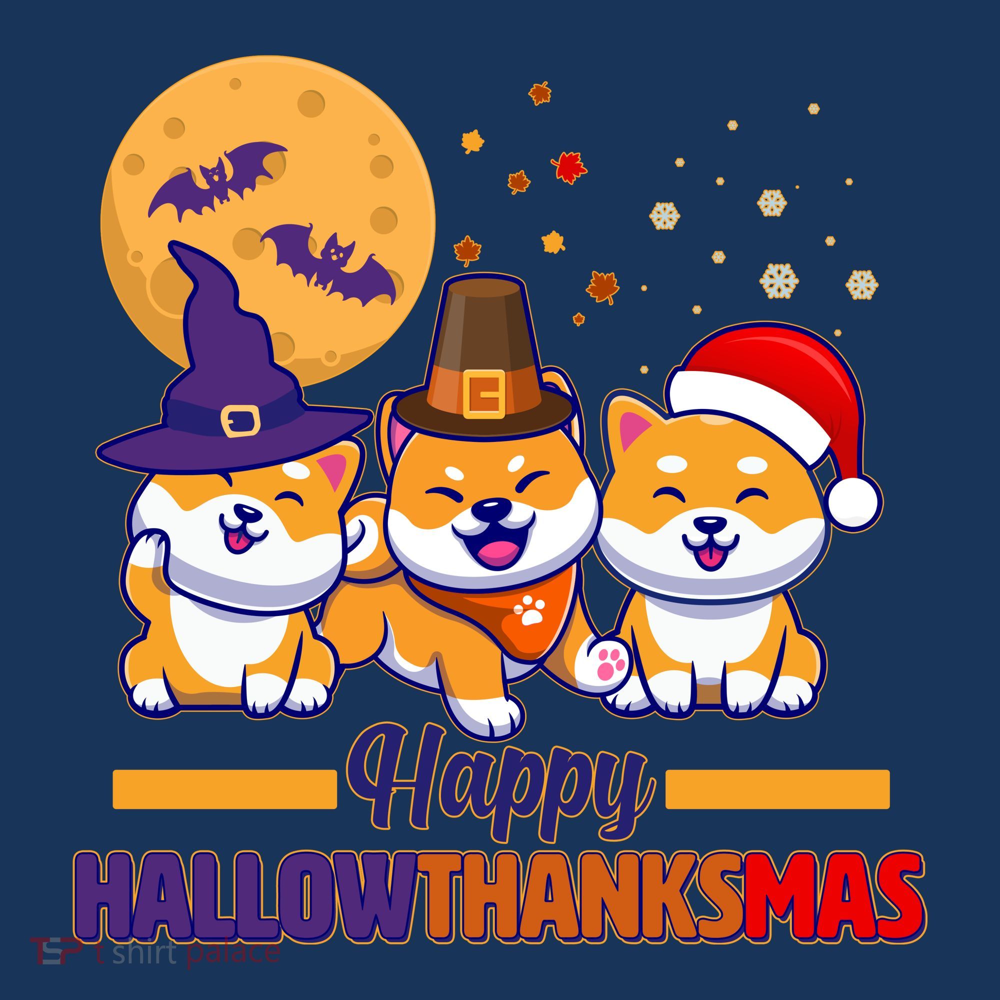 Funny Cute Happy HallowThanksMas Shiba Inu Dogs Women's Hoodie