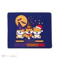 Funny Cute Happy HallowThanksMas Shiba Inu Dogs Mousepad thumb 0