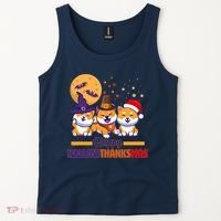 Funny Cute Happy HallowThanksMas Shiba Inu Dogs Tank Top thumb 2