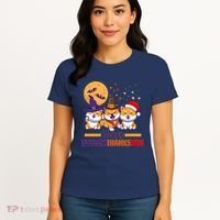 Funny Cute Happy HallowThanksMas Shiba Inu Dogs Women's T-Shirt thumb 4