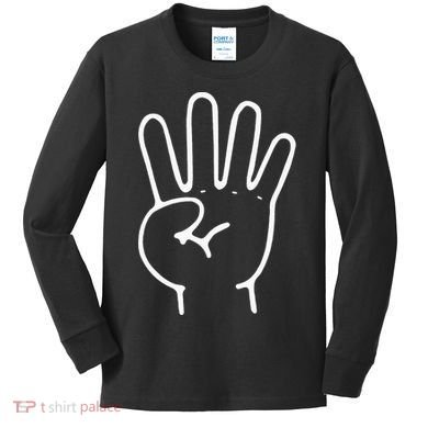 Finger Count Hand 4 Years Old 4th Birthday For Kids Long Sleeve Shirt