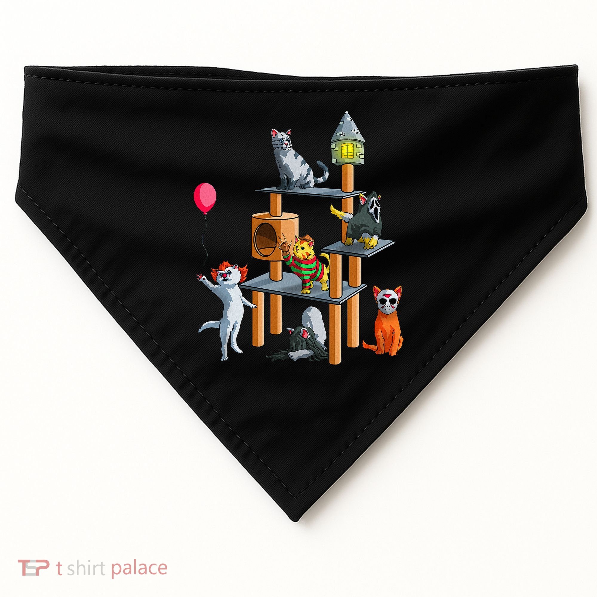 Funny Cat Horror Movies Cute Halloween For Cat Kitty Lovers USA-Made Doggie Bandana
