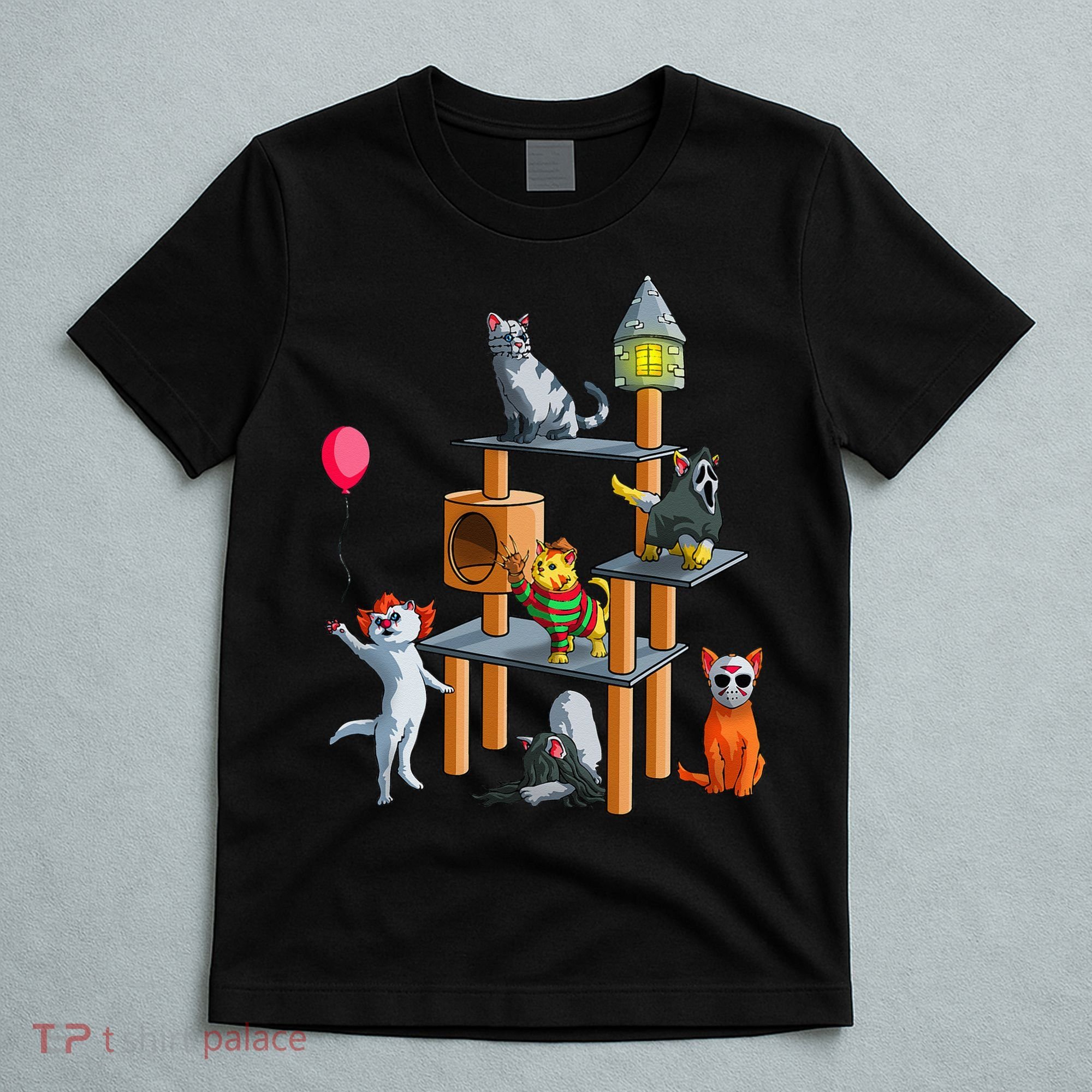 Funny Cat Horror Movies Cute Halloween For Cat Kitty Lovers T-Shirt