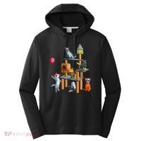 Funny Cat Horror Movies Cute Halloween For Cat Kitty Lovers Performance Fleece Hoodie thumb 0