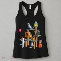 Funny Cat Horror Movies Cute Halloween For Cat Kitty Lovers Women's Tank Top thumb 3