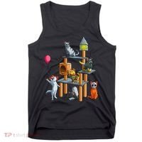 Funny Cat Horror Movies Cute Halloween For Cat Kitty Lovers Tank Top thumb 0