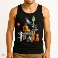 Funny Cat Horror Movies Cute Halloween For Cat Kitty Lovers Tank Top thumb 3