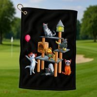Funny Cat Horror Movies Cute Halloween For Cat Kitty Lovers Golf Towel thumb 1