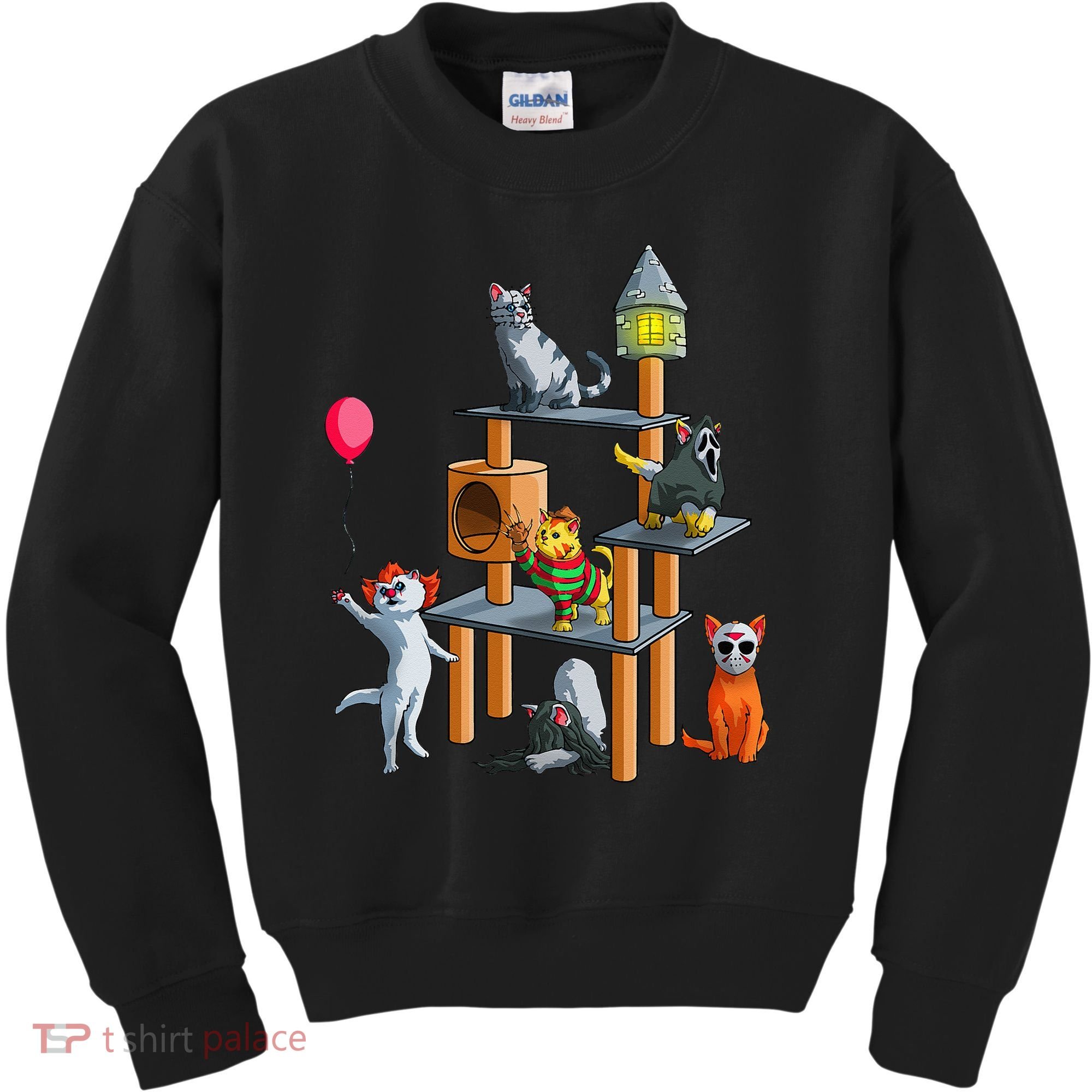 Funny Cat Horror Movies Cute Halloween For Cat Kitty Lovers Kids Sweatshirt