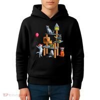 Funny Cat Horror Movies Cute Halloween For Cat Kitty Lovers Kids Hoodie thumb 4