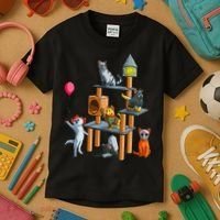 Funny Cat Horror Movies Cute Halloween For Cat Kitty Lovers Kids T-Shirt thumb 3