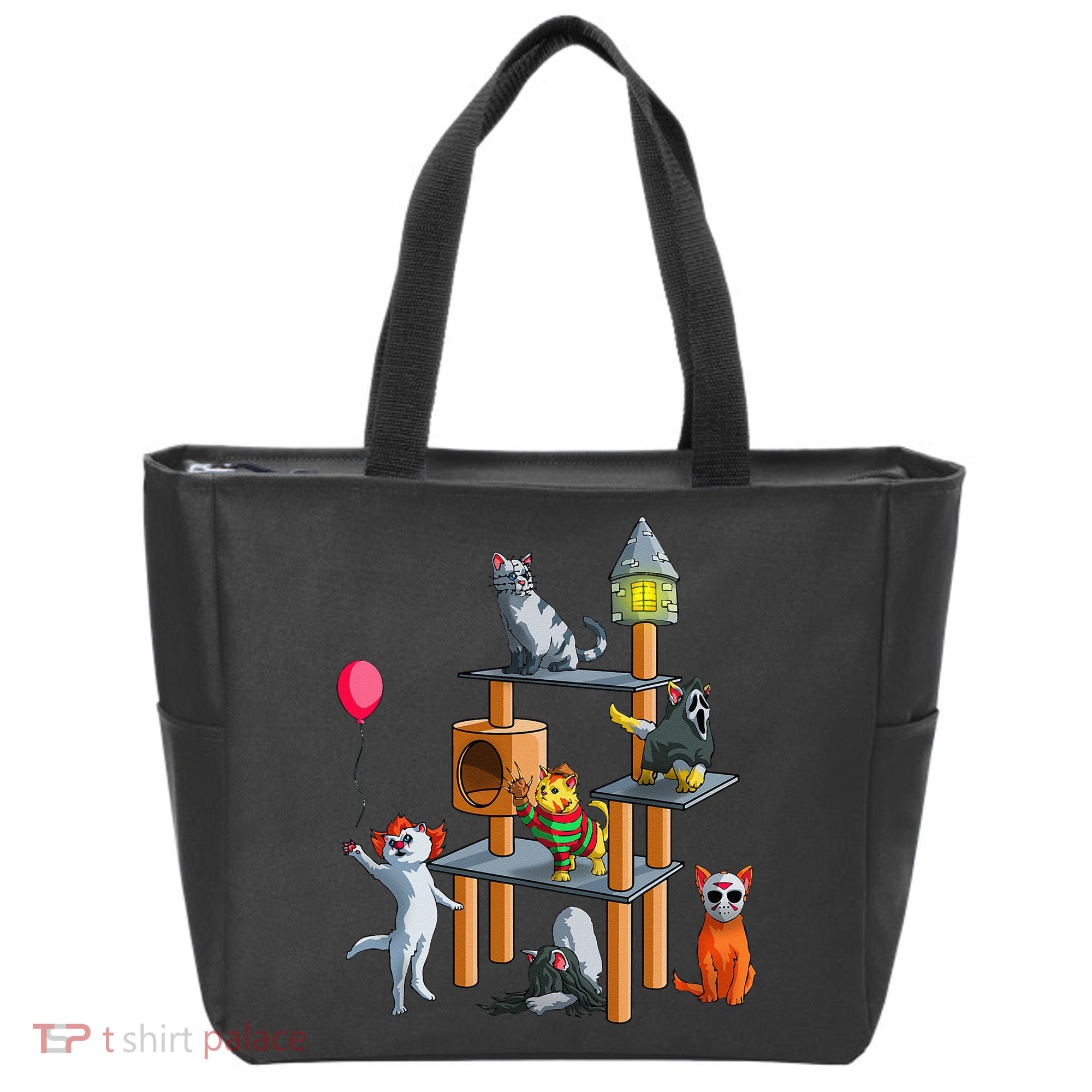 Funny Cat Horror Movies Cute Halloween For Cat Kitty Lovers Tote Bag