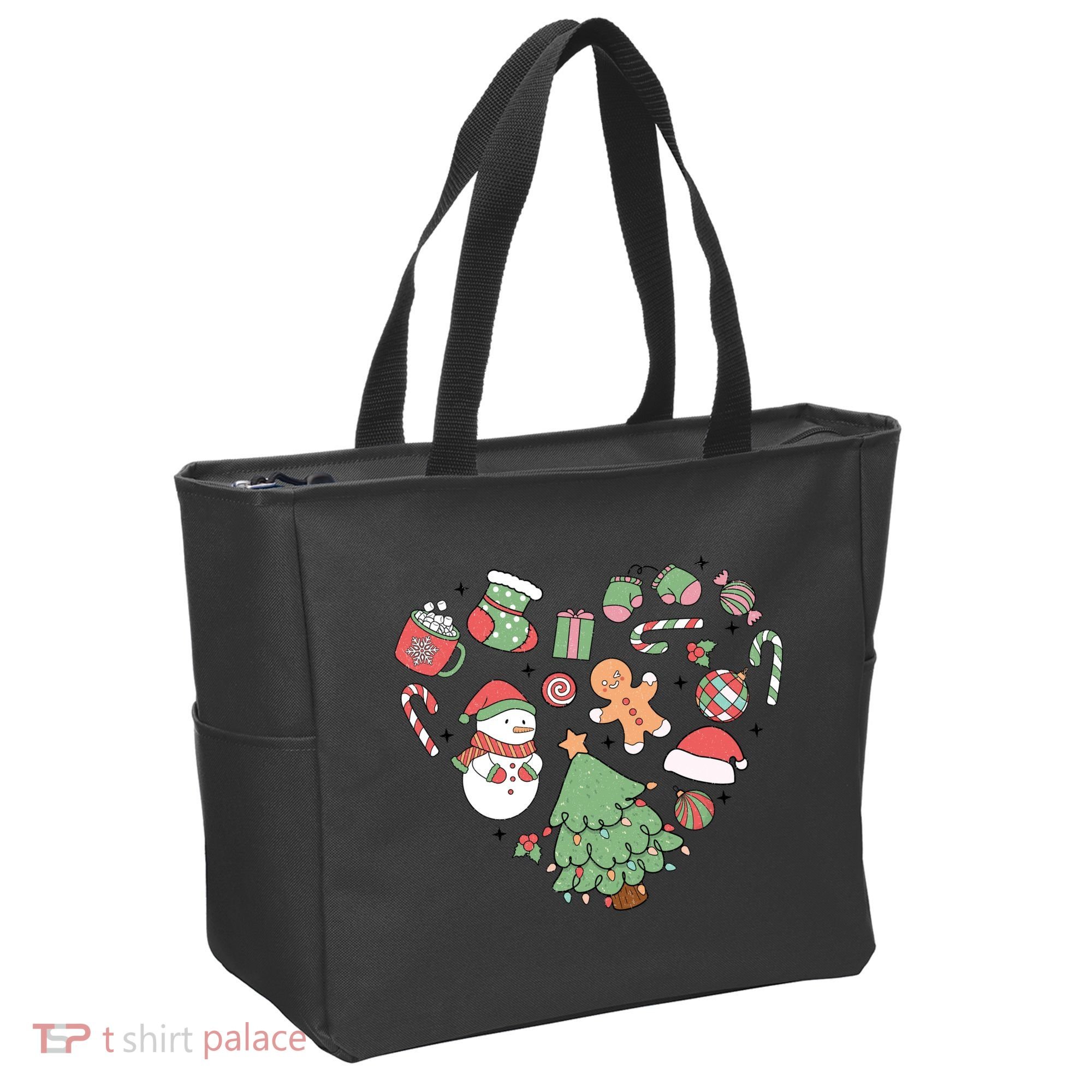 Festive Christmas Heart Holiday Tote Bag