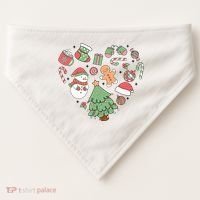 Festive Christmas Heart Holiday USA-Made Doggie Bandana thumb 0