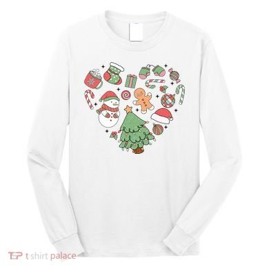 Festive Christmas Heart Holiday Long Sleeve Shirt