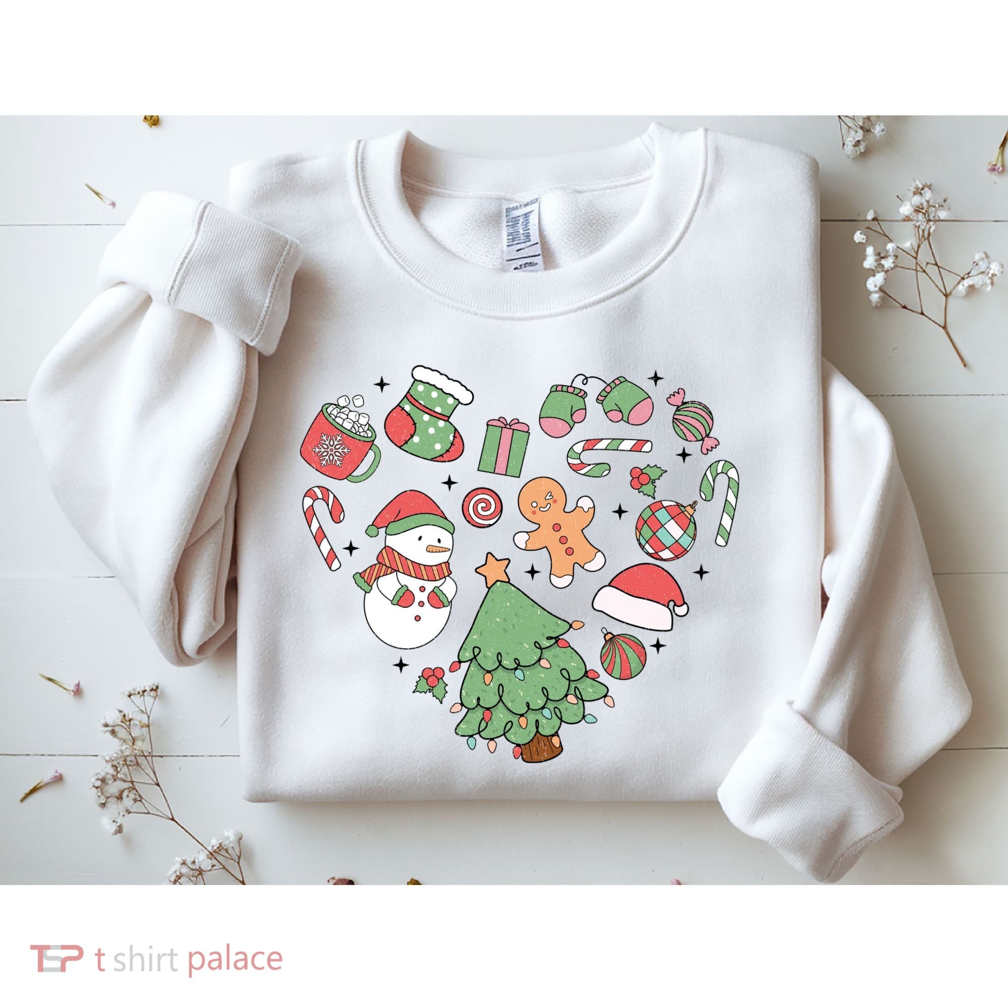 Festive Christmas Heart Holiday Sweatshirt