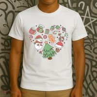 Festive Christmas Heart Holiday T-Shirt thumb 3
