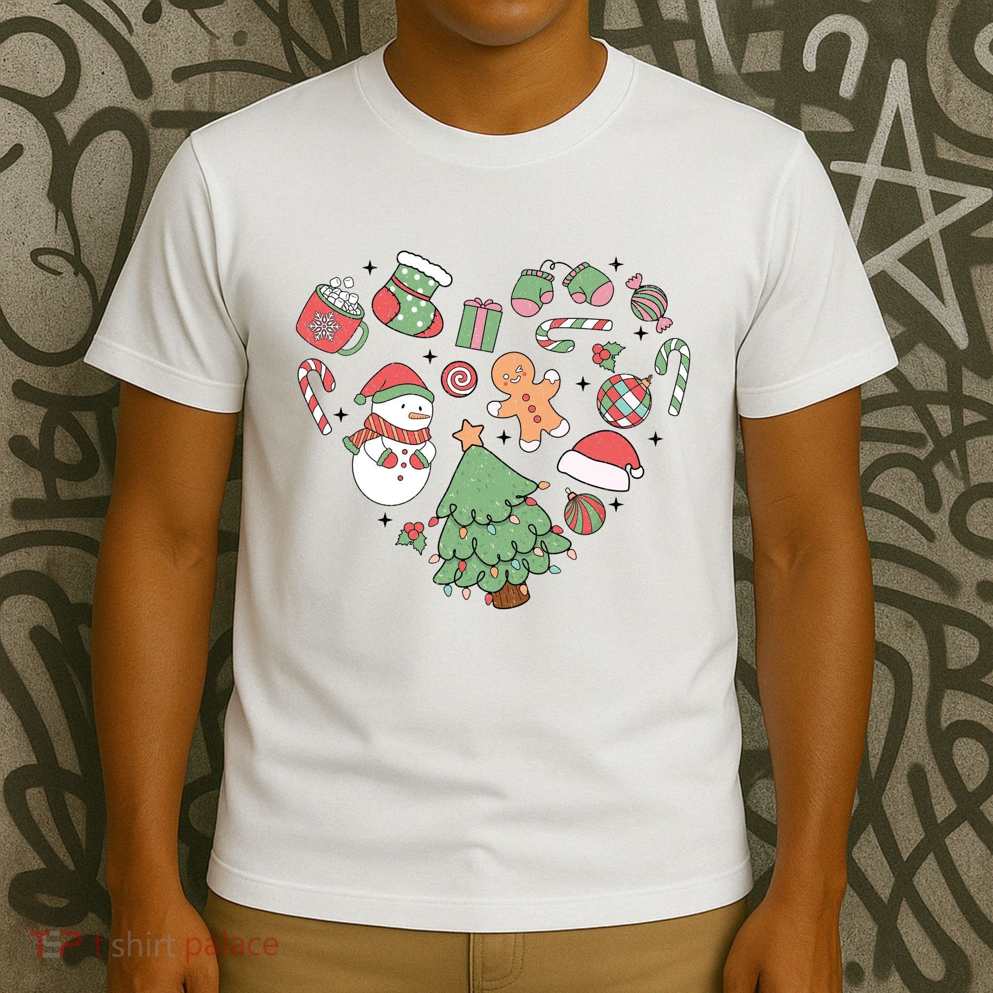 Festive Christmas Heart Holiday T-Shirt