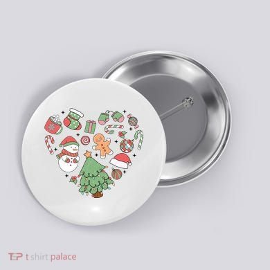 Festive Christmas Heart Holiday Button