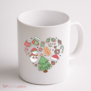 Festive Christmas Heart Holiday Coffee Mug back