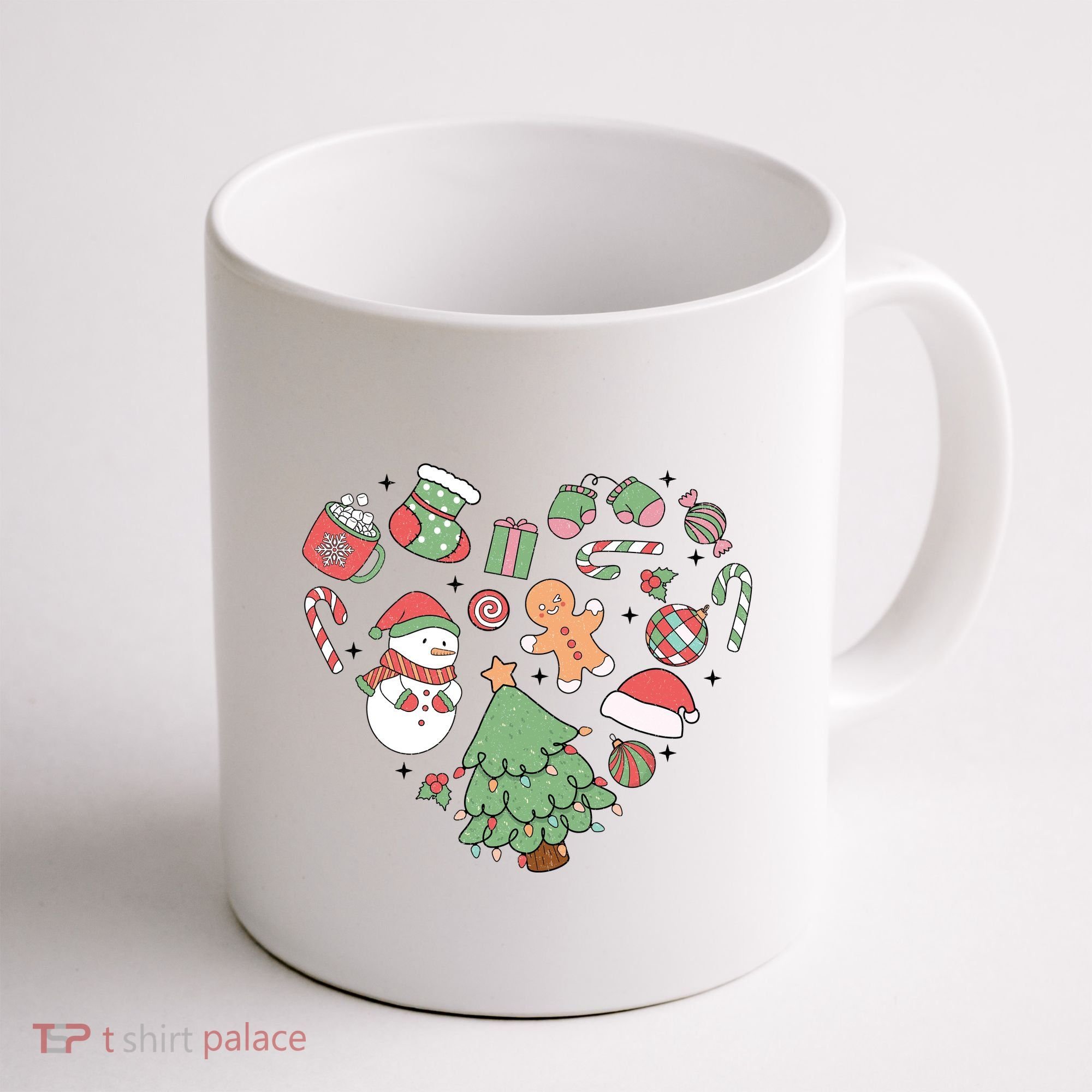 Festive Christmas Heart Holiday Coffee Mug