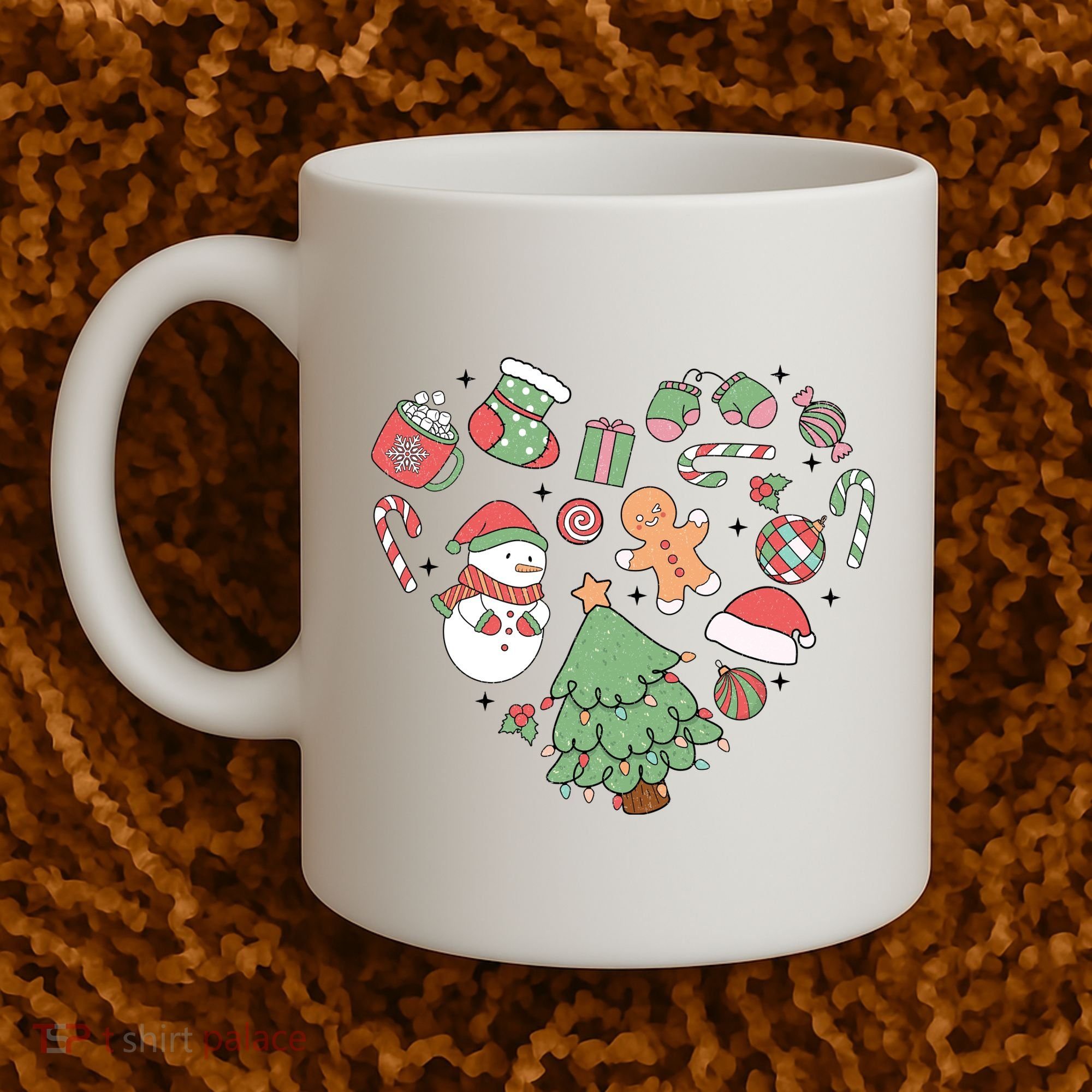 Festive Christmas Heart Holiday Coffee Mug