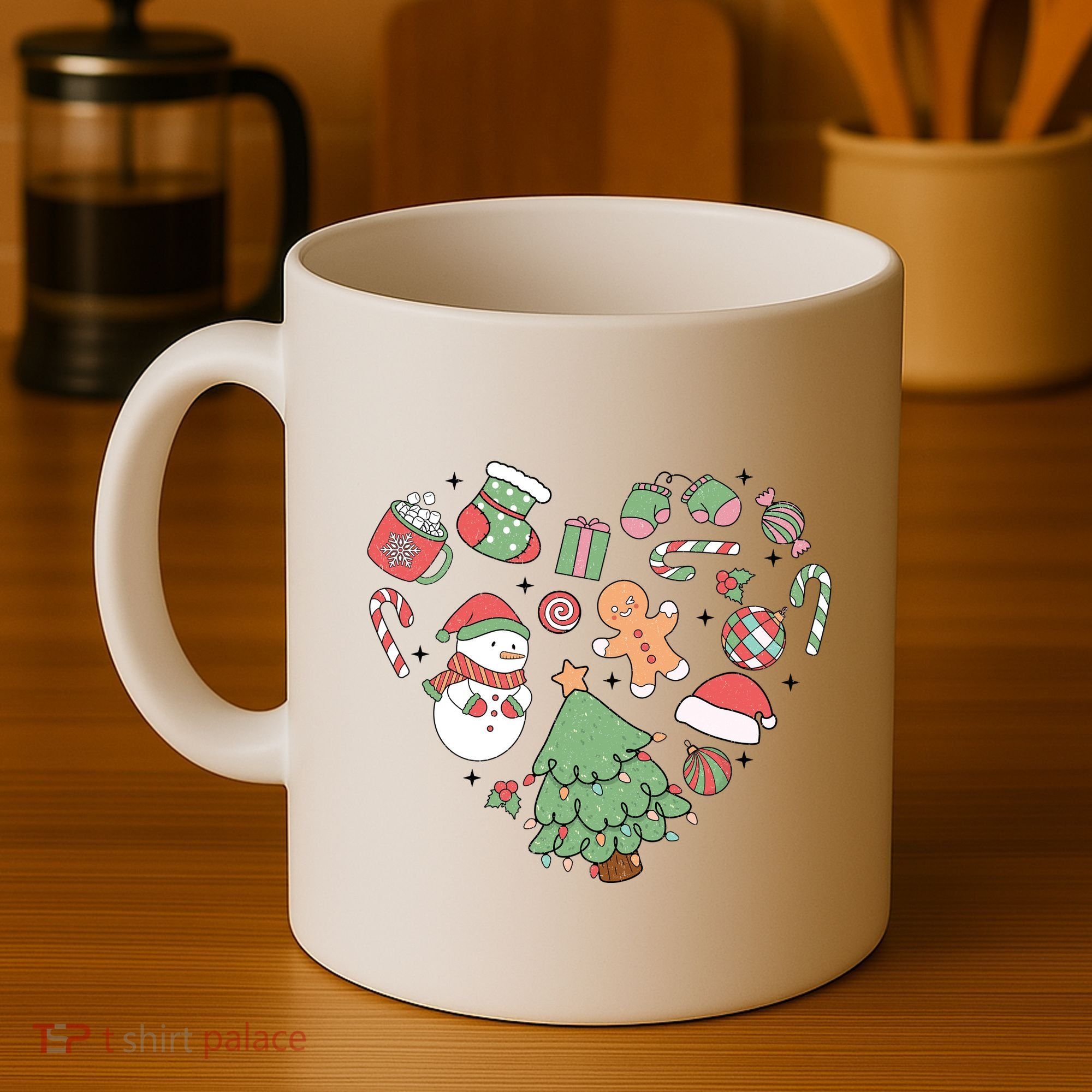 Festive Christmas Heart Holiday Coffee Mug