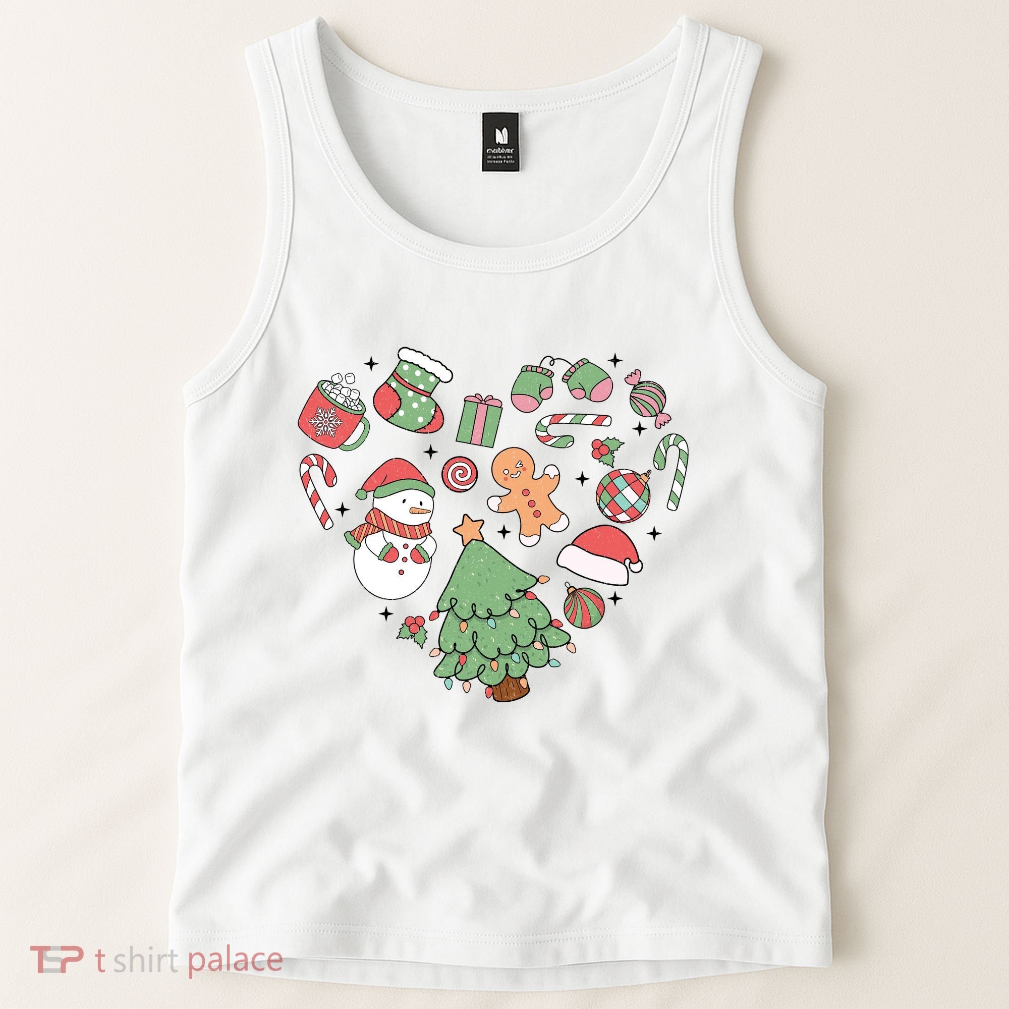Festive Christmas Heart Holiday Tank Top